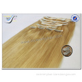 Wholesale high quality sew in human hair extensions blonde 100% virgin human hair clip in hair